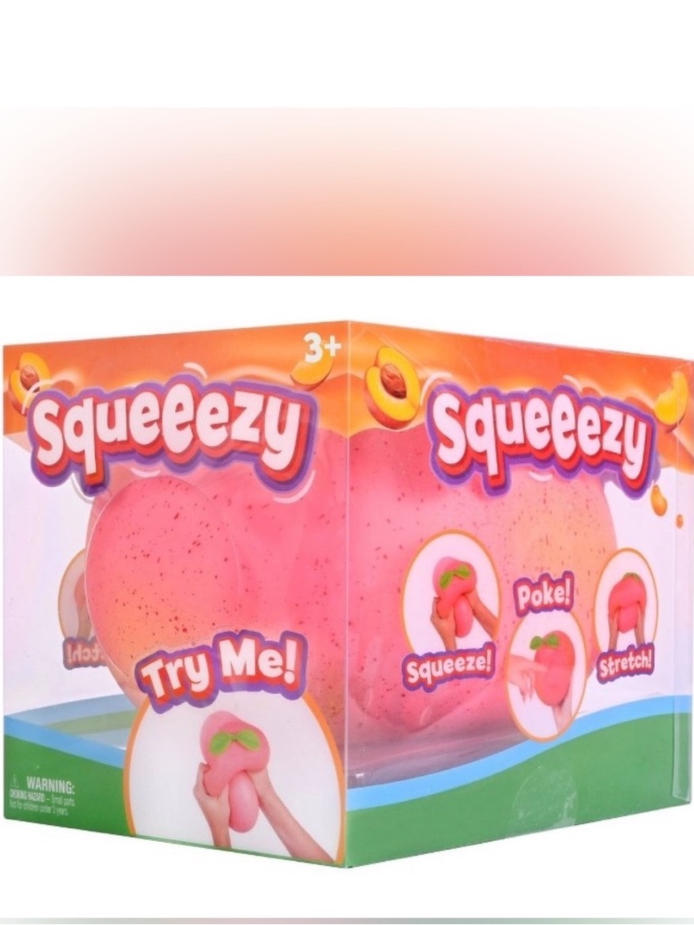 XL Squeezy Peach Squishy Peach with Green Leaves - Authentic from Target - Picture 2 of 3